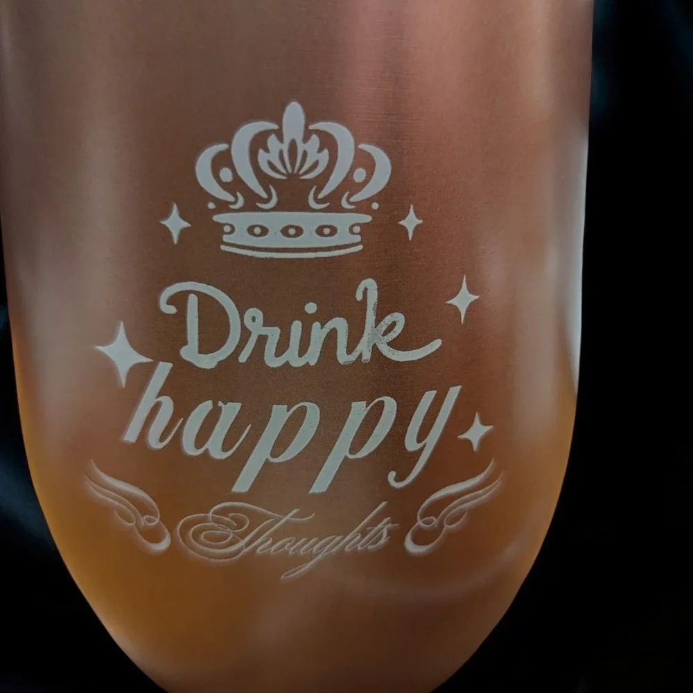 New 12 Oz Tumbler Straw Brush Drink Happy Thoughts Insulated Cup Sip Lid w Cover